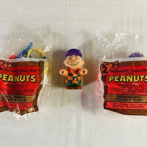 Lot of 3 Vintage 1989 Peanuts McDonalds Happy Meal Toys